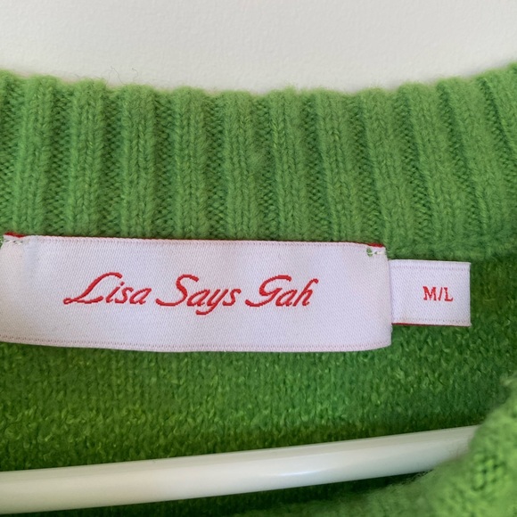 Lisa Says Gah Stripped Green Fun Scoop Neck Sweater Size M - Picture 3 of 7